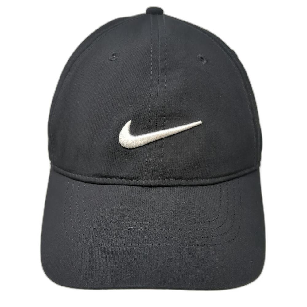 Nike Baseball Cap Black One Size Dri-Fit Legacy91 Swoosh Logo Strapback Hat Golf